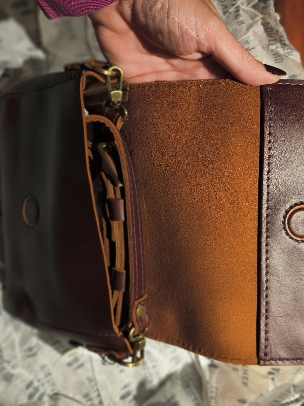 Portland Leather Metro Mini Crossbody In Cognac - Picture 3 of 5